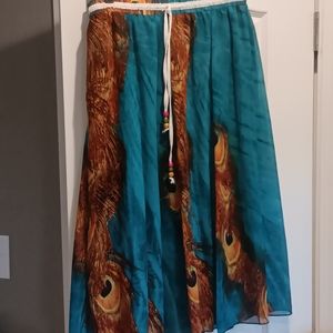 Vibrant flowy polyester skirt.Boho, maxi